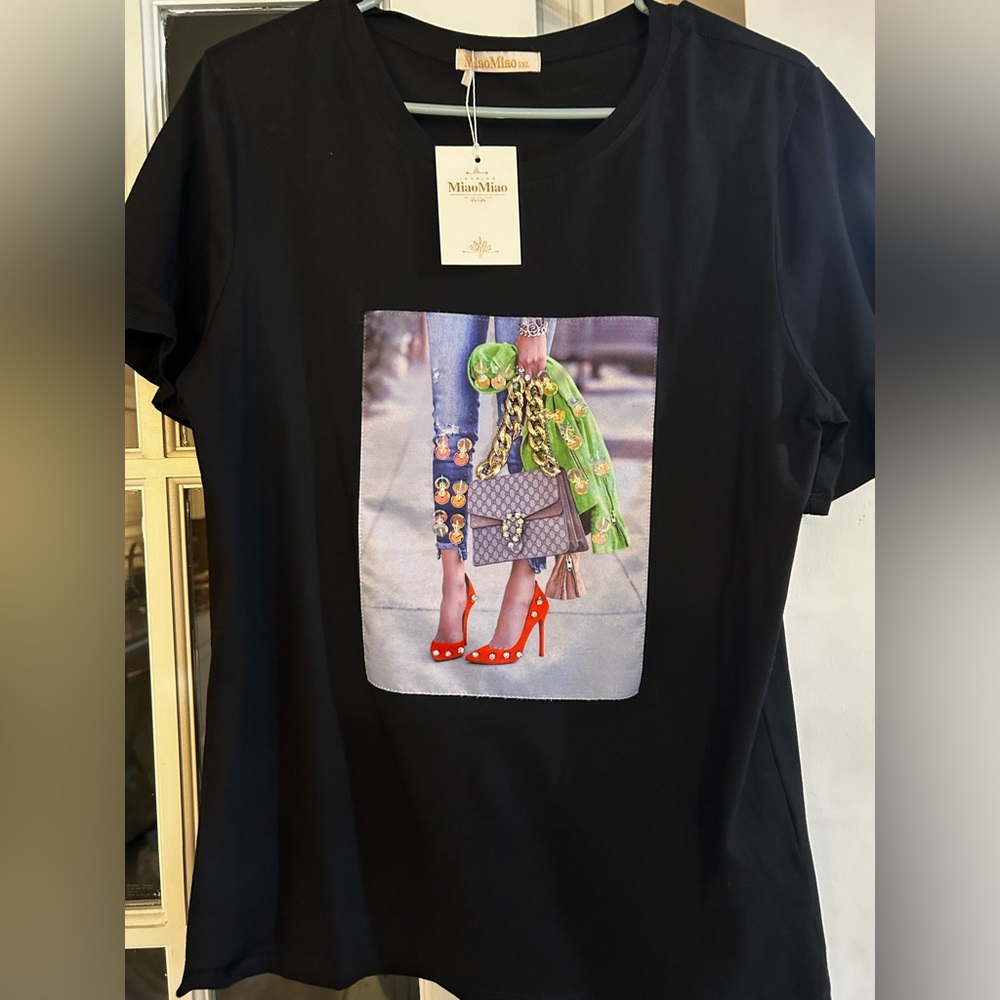 Black casual dress up or down tee